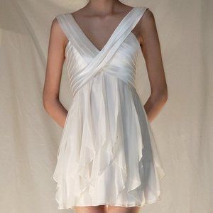 BCBGMAXAZRIA Champagne White Flowy Short Dress